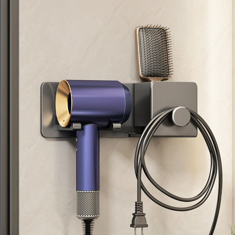 优勤吹风机支架置物架免打孔卫生间太空铝浴室放电风筒收纳挂架子