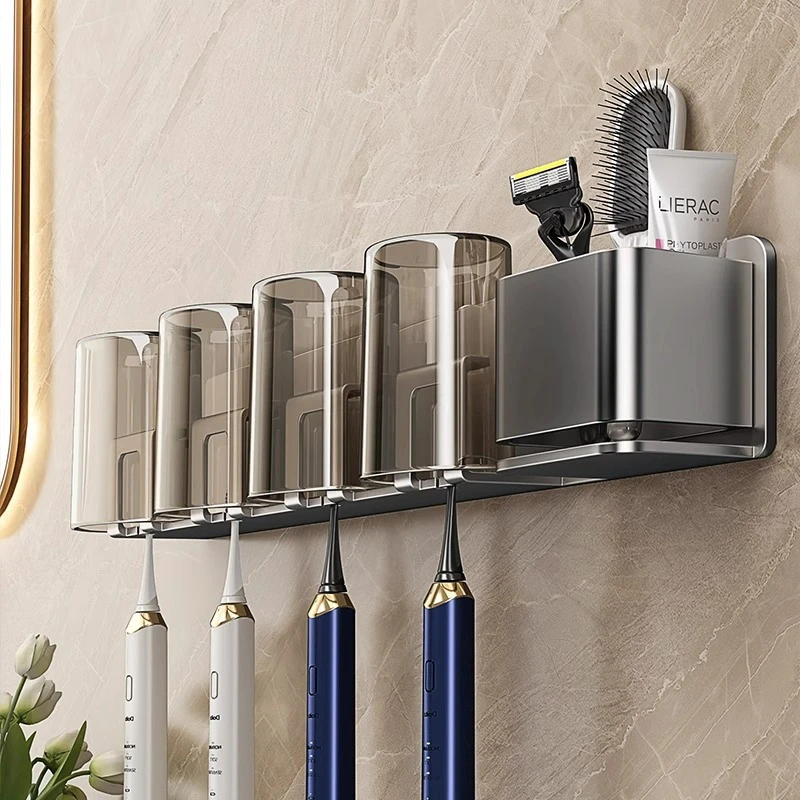 优勤牙刷置物架新款卫生间浴室免打孔壁挂式电动家庭洗漱口杯架子