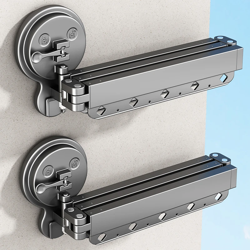 吸盘折叠晾衣架阳台隐形伸缩晾衣杆室内家用挂衣架飘窗晒衣架神器