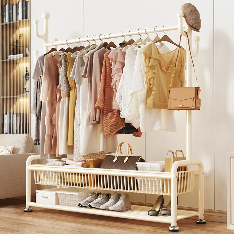 优勤晾衣架落地家用可移动卧室凉衣架阳台衣服架子室内简易衣帽架