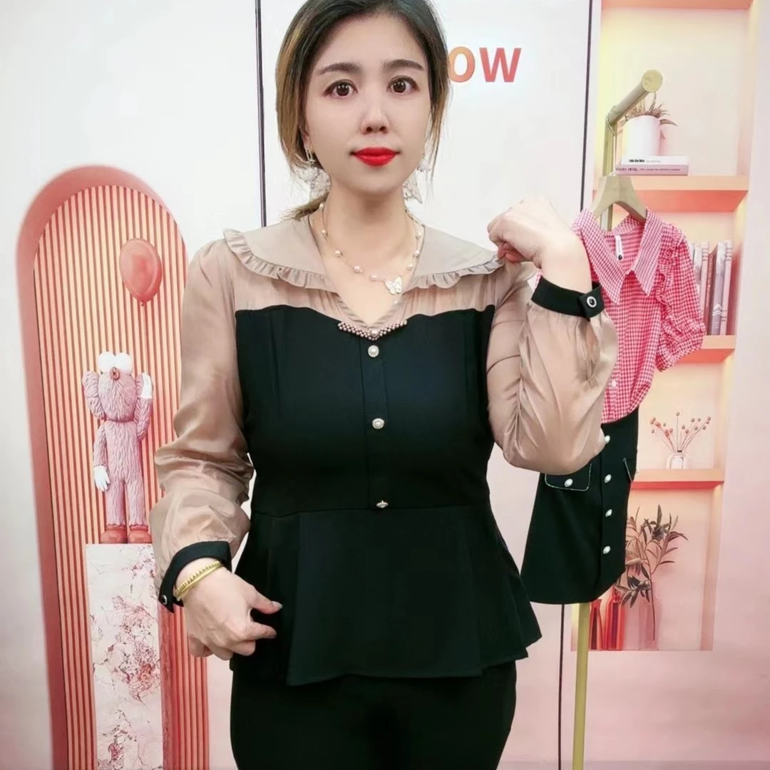 时尚花边假两件套显瘦修身遮肚子气质新款套装（291）