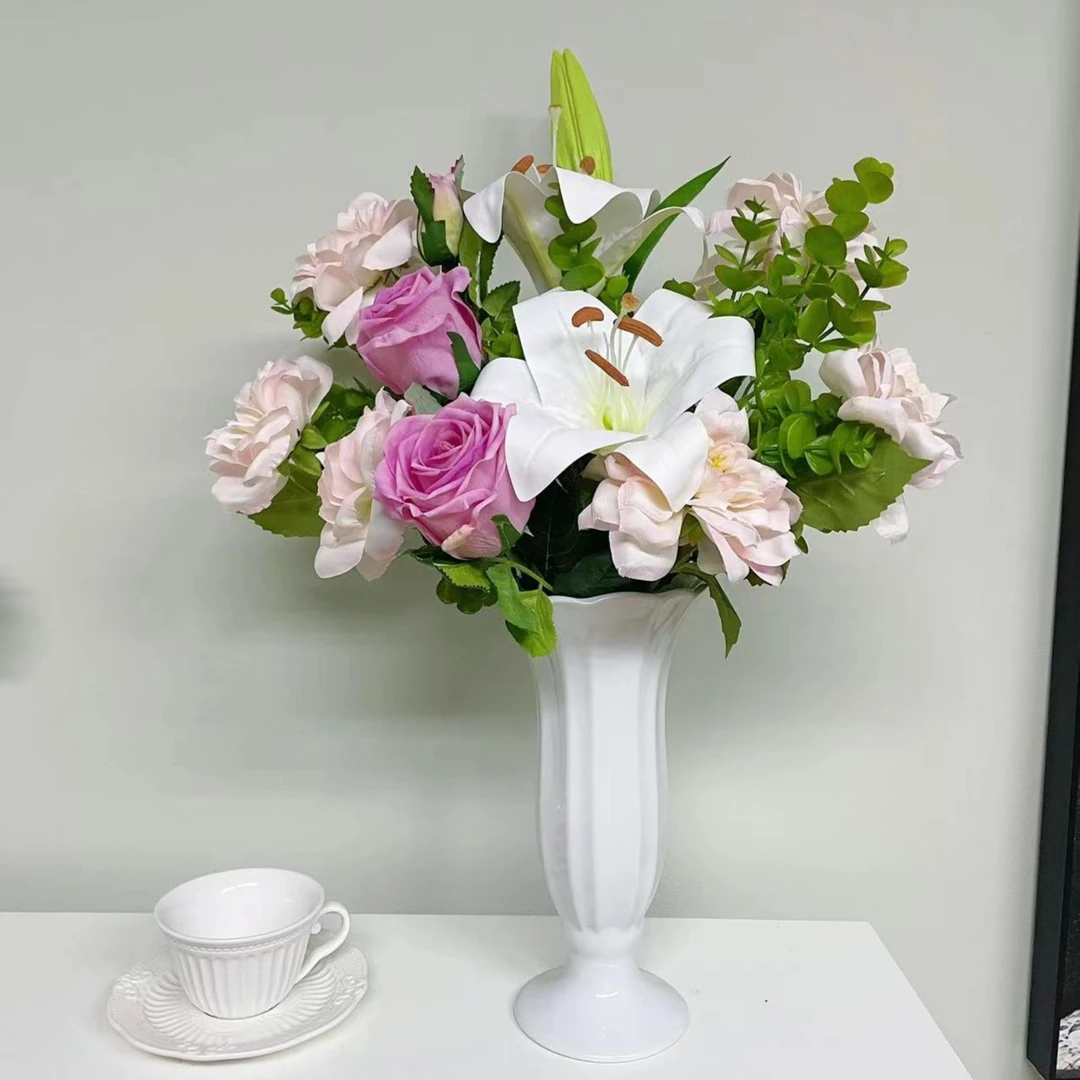 QISHU/七黍安娜公主|仿真花原创花束百合玫瑰花欧式奶油轻奢法式
