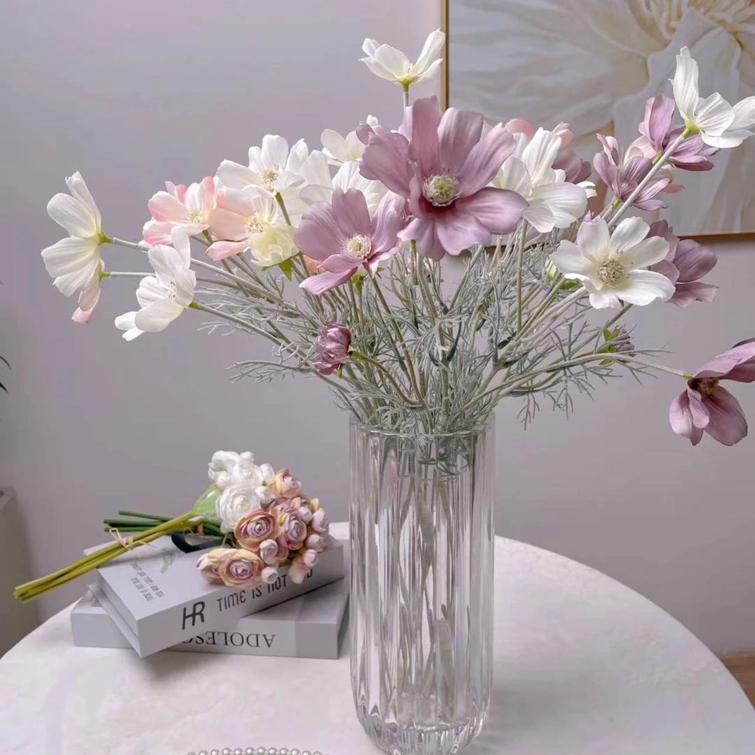 QISHU/七黍格桑花仿真花摆件绢花植绒波斯菊餐桌客厅茶几软装清新
