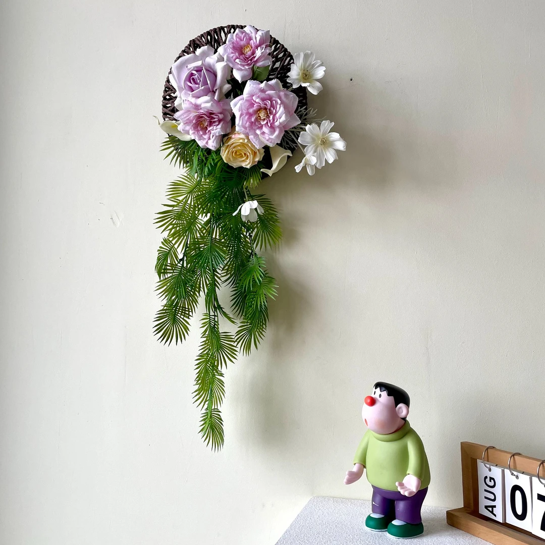 欣欣向荣|仿真花仿真绿植墙壁装饰门窗藤编挂件花艺手感玫瑰遮挡