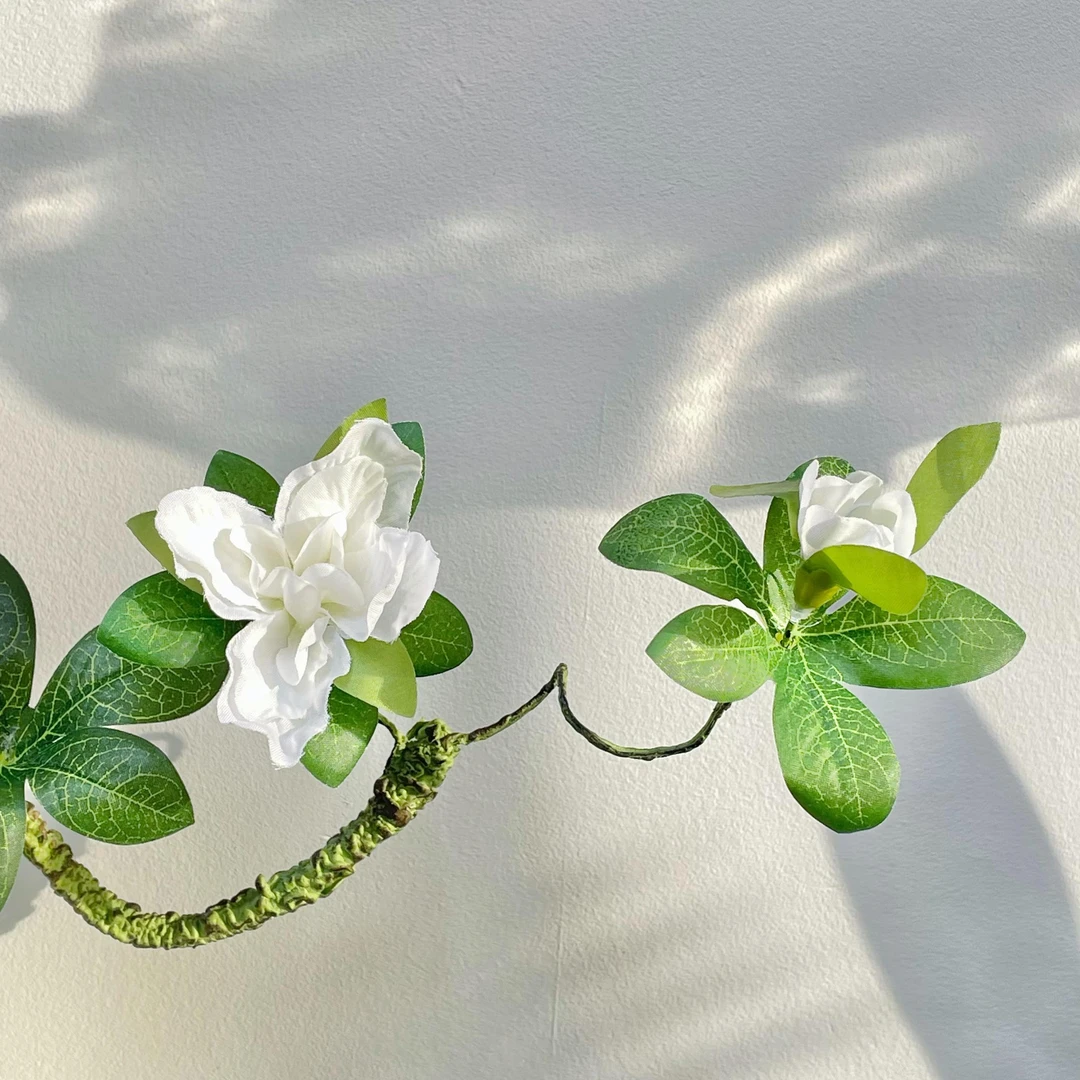 QISHU/七黍春雪|仿真花绢花禅意茶桌新中式设计山茶花桌面隔断花
