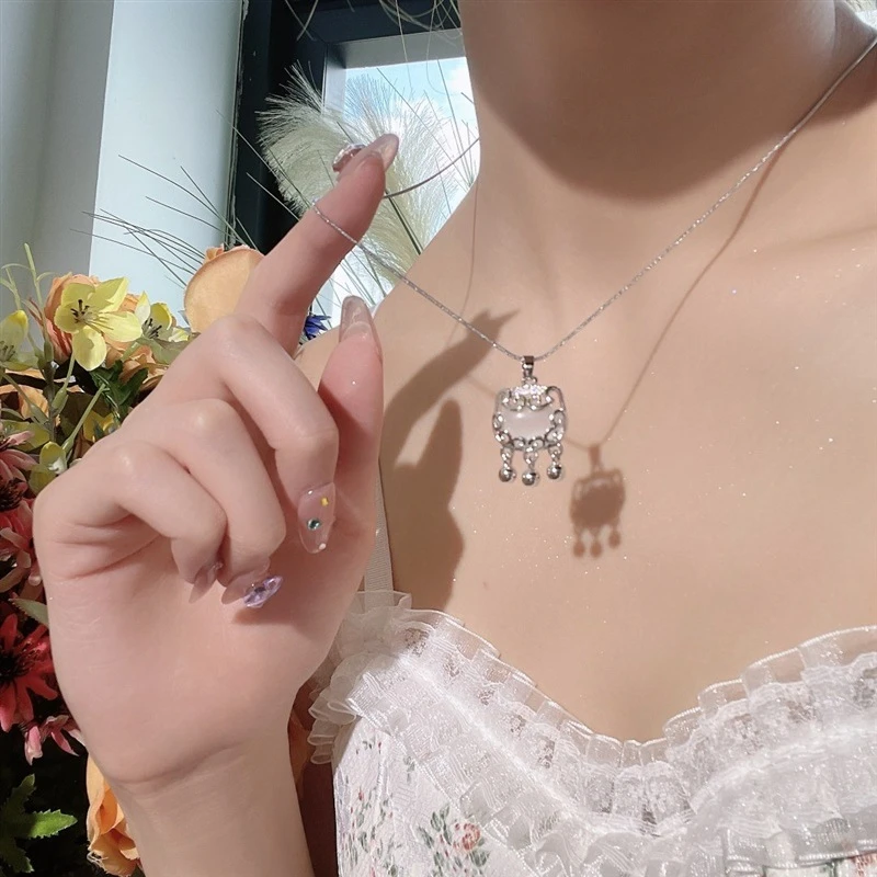 钛钢项链 礼物蛇骨链平安锁项链女如意吊坠小众设计感项链民族ins