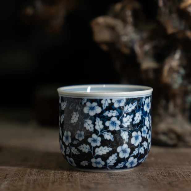 【雨后】湛蓝系列蓝地海棠杯