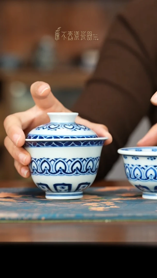 【闪购商品】杯晓隐柴窑丨宝相小压手杯+盖碗