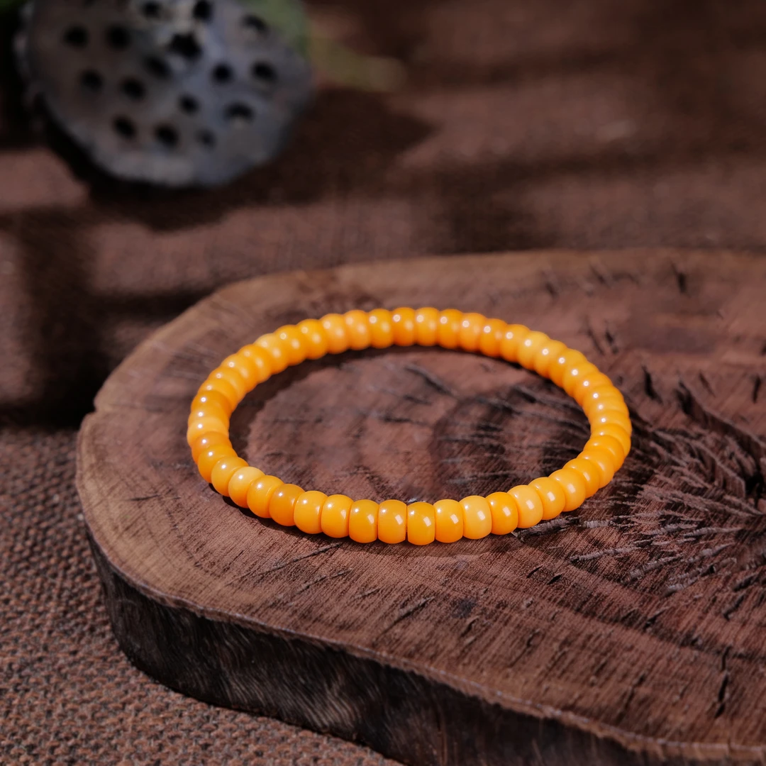 【小雨来了】6mm缅黄药片珠单圈手串 素圈 略有不同 拍一发一