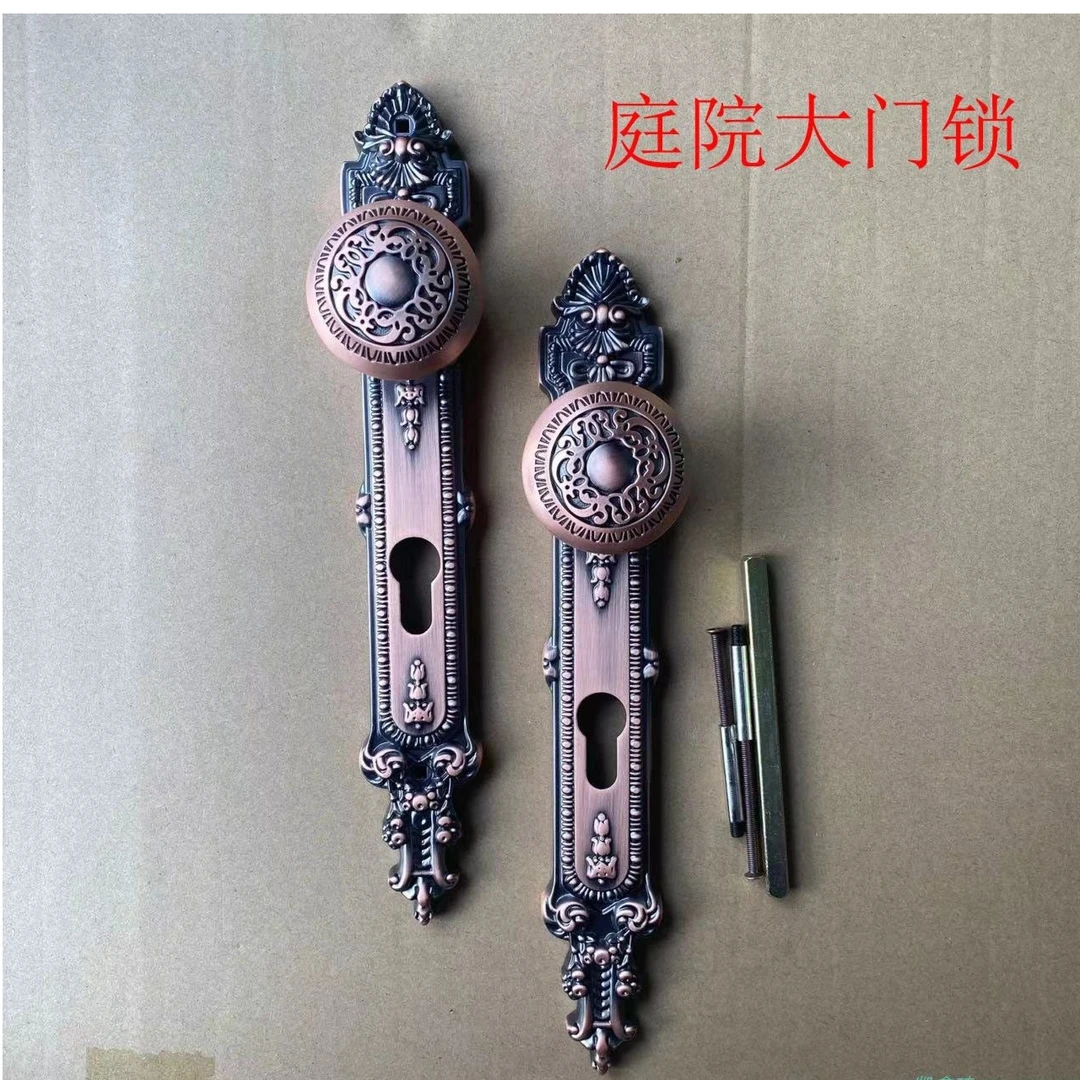 铝艺庭院大门球把手户外铁艺不锈钢大门圆形拉手欧式红古铜小门锁