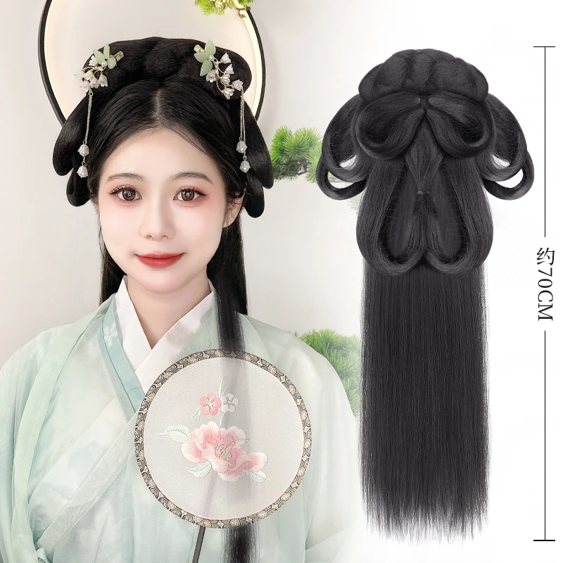 【茉染】汉服假发头饰假发包盘发发髻一体式魏晋风假发汉服发型