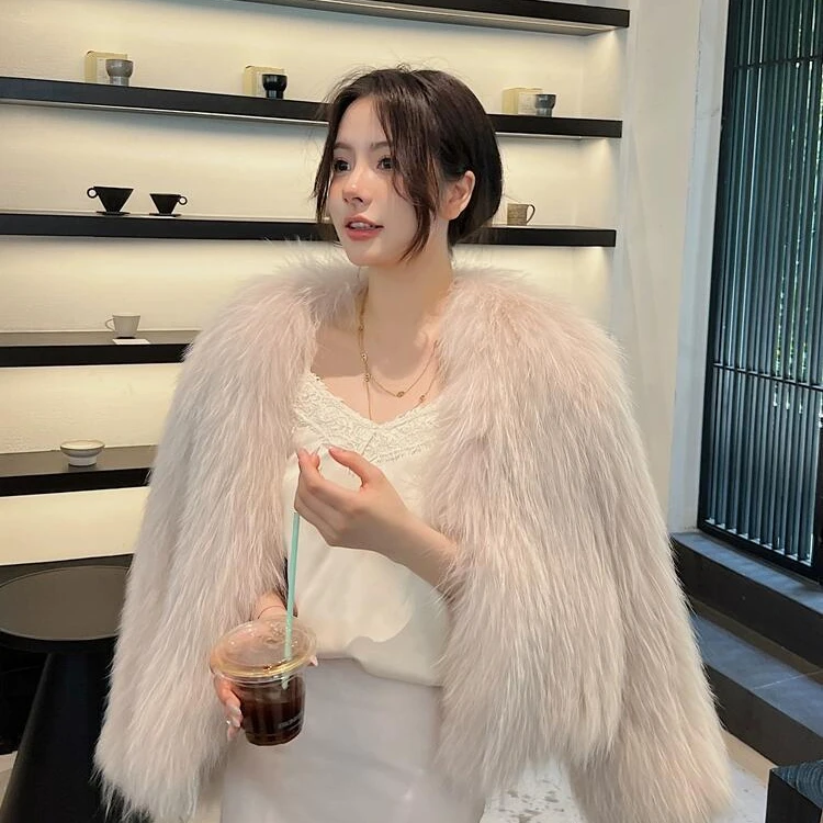 2025年新款貉子毛时尚双面编织皮草外套女气质名媛年轻款短款