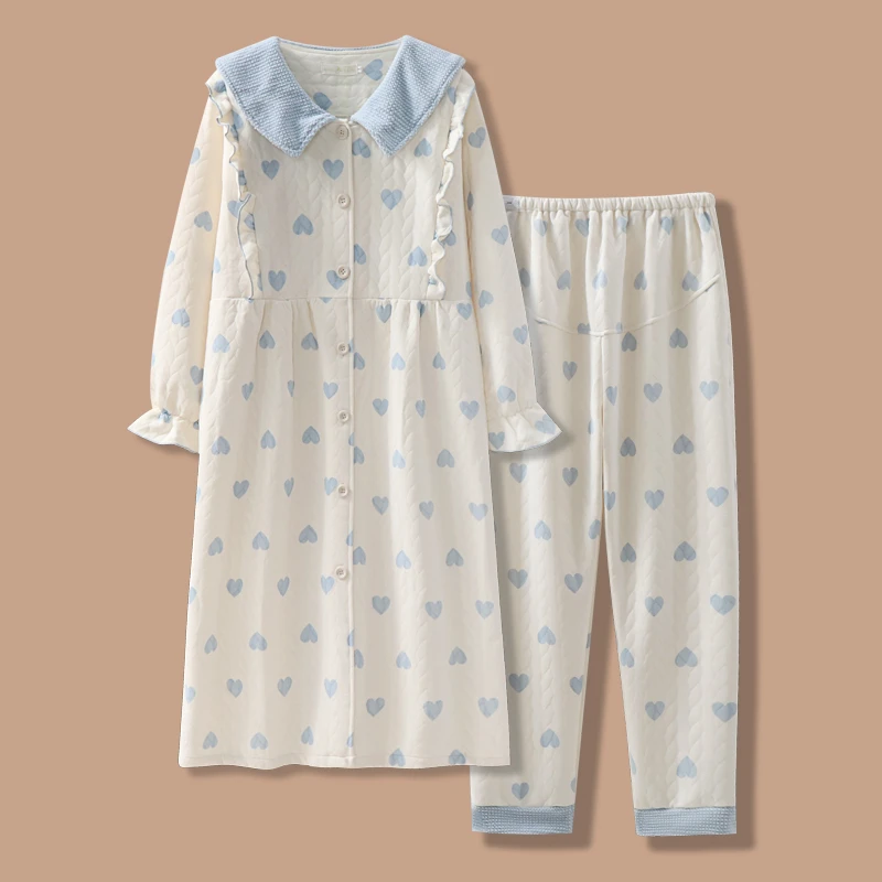 维雨待产裙加裤子外出洋气孕妇睡裙大码产妇生产裙哺乳睡衣月子服