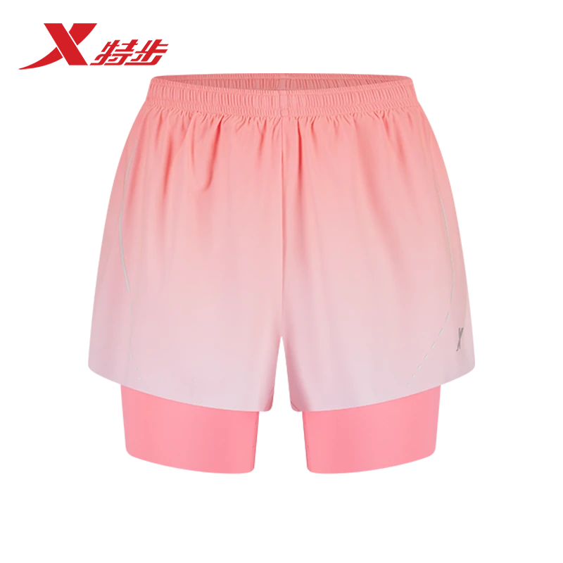 特步短裤女秋季薄款跑步运动三分裤速干梭织短裤976328240166