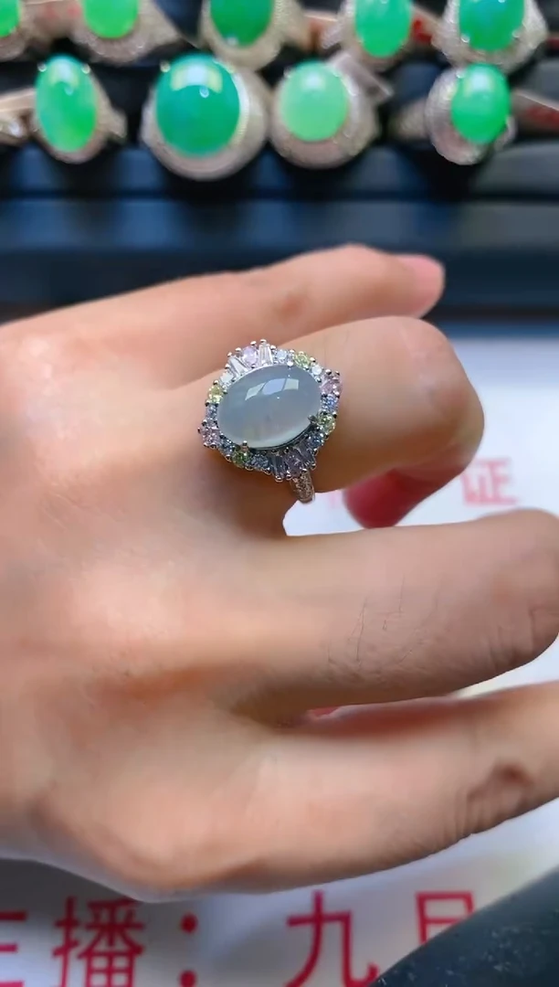 【闪购商品】翡翠耳饰银S925镶嵌天然A货翡翠