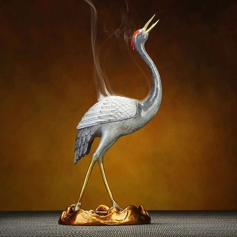 铜天下彩铜仙鹤香炉摆件家居客厅茶室香薰炉工艺品