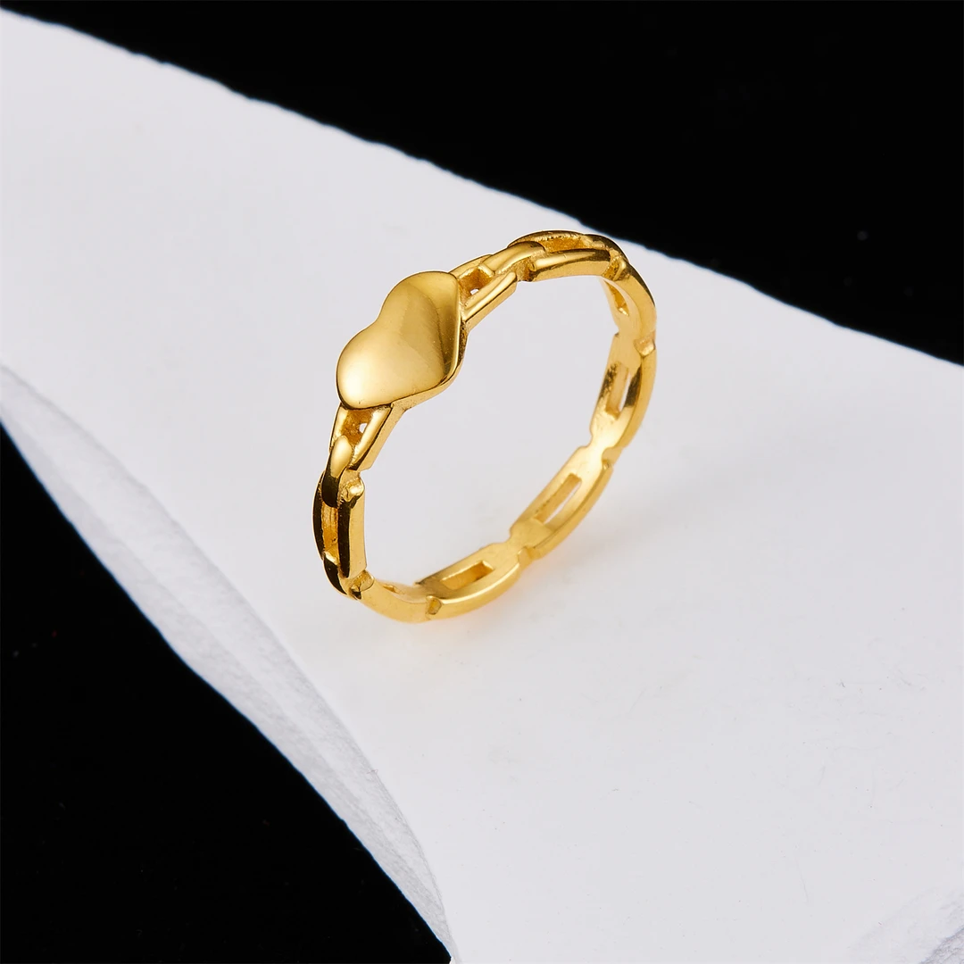 钛钢戒指 不掉色几何链条爱心戒指女气质个性一款两戴食指环手饰