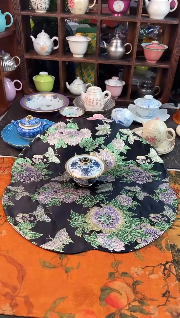 【闪购商品】密胺摆件黑底牡丹茶席