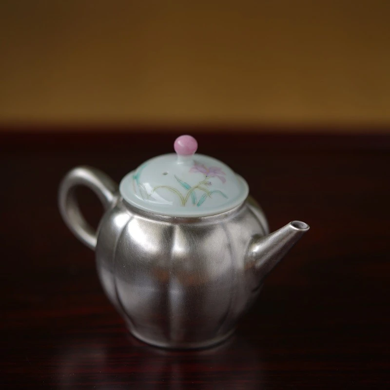 景德镇 云由山坊 鸢尾鎏银壶120ml