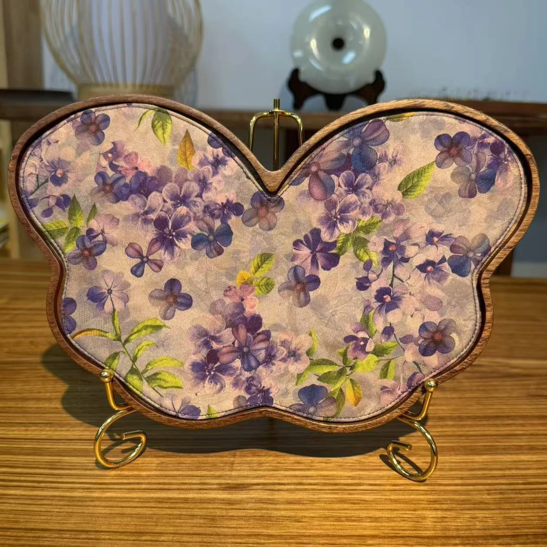 龙福刚果花梨木金丝柚木高脚蝴蝶壶承28.18.2cm