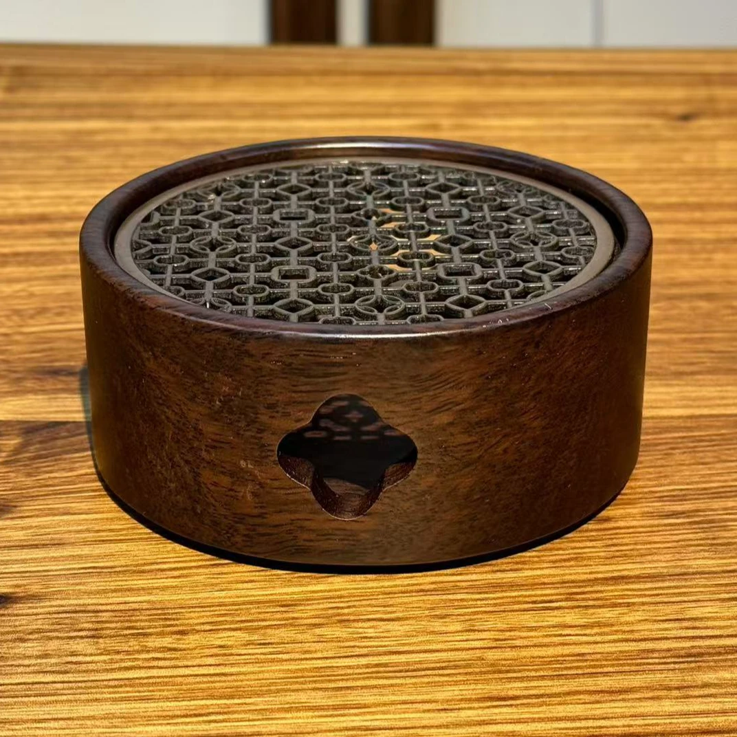 龙福木艺 黑檀木 南美胡桃木 温茶炉 11*11*5cm 130 加热保温底座