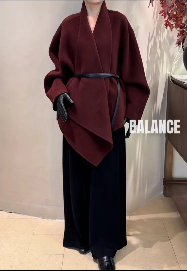 Balance轻奢手工双面羊毛多穿法大衣 7392