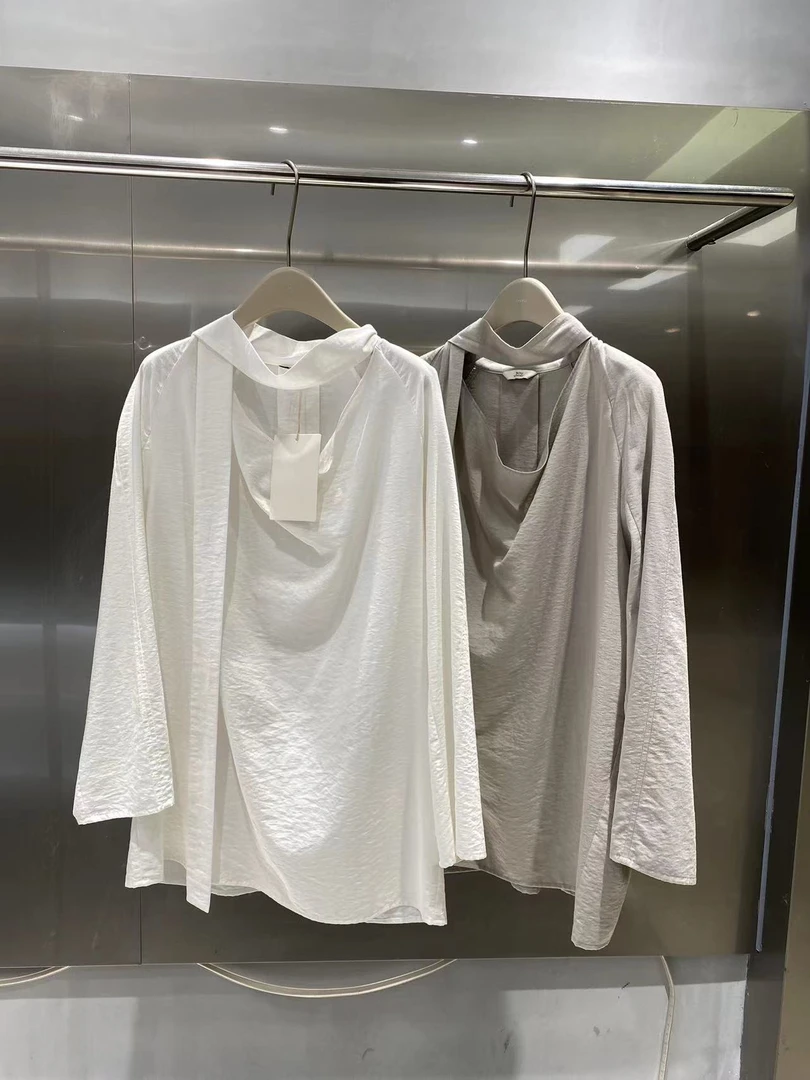 ZHIYU极简风飘带挂脖显瘦衬衣 6692（福福）