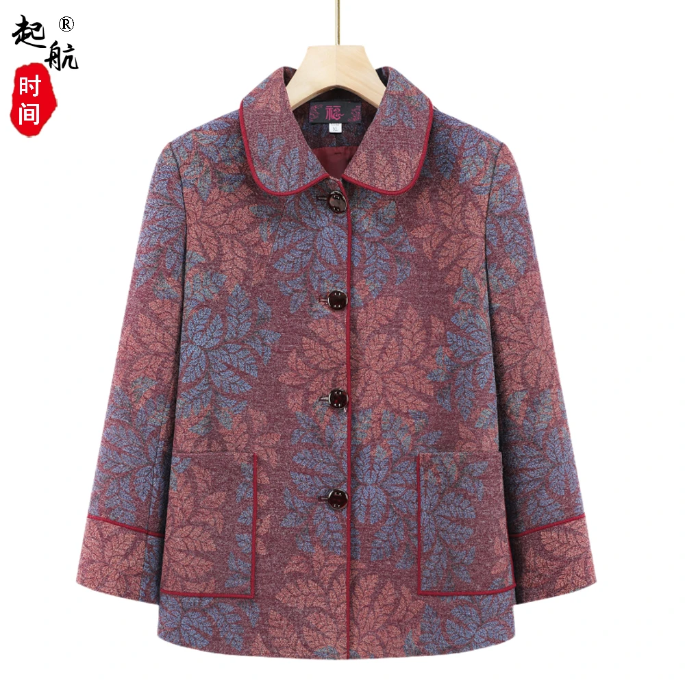 中老年秋装女外套妈妈款大码加绒加厚老太太冬季呢子老人奶奶衣服