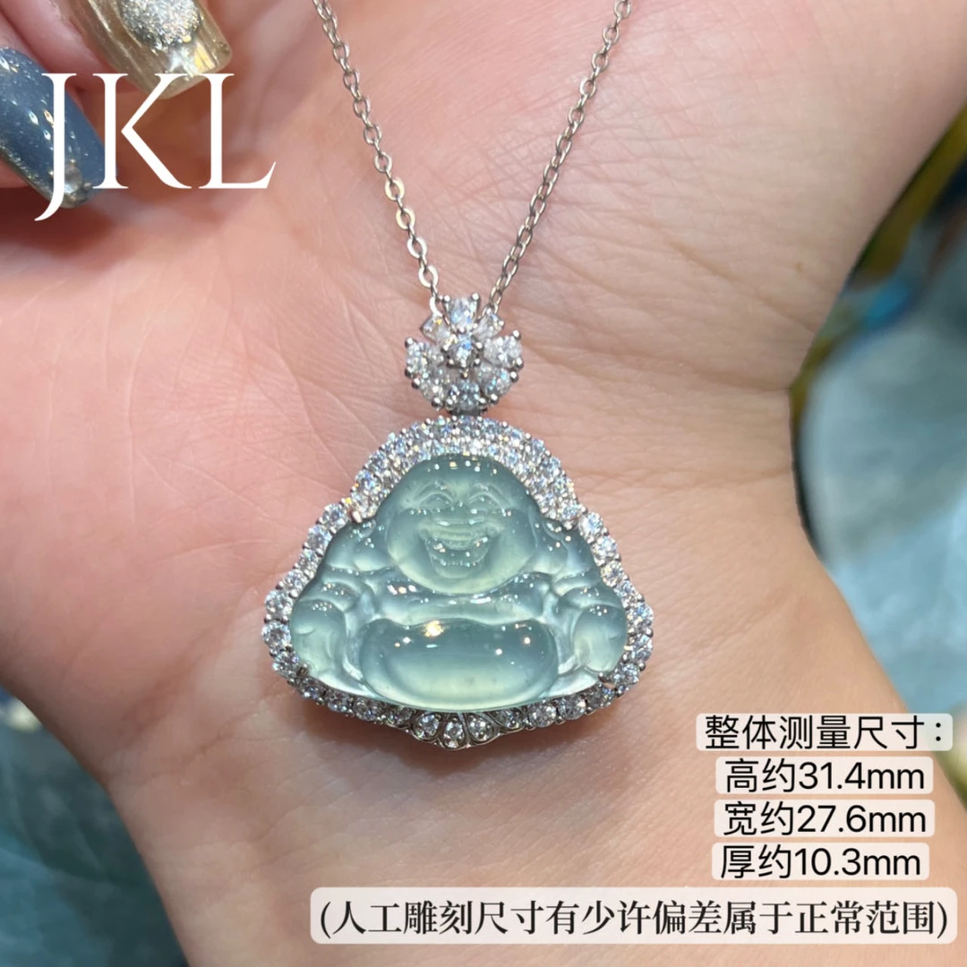 【金凯麟金凯店】天然翡翠A货蓝水佛公吊坠 多样性发一件（含链）