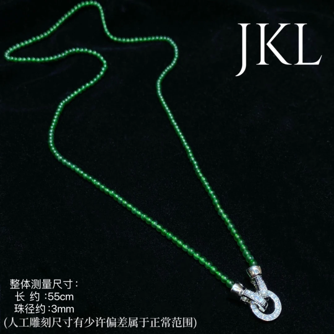 【金凯麟金凯店】天然翡翠A货满绿小米珠链 多样性发一件