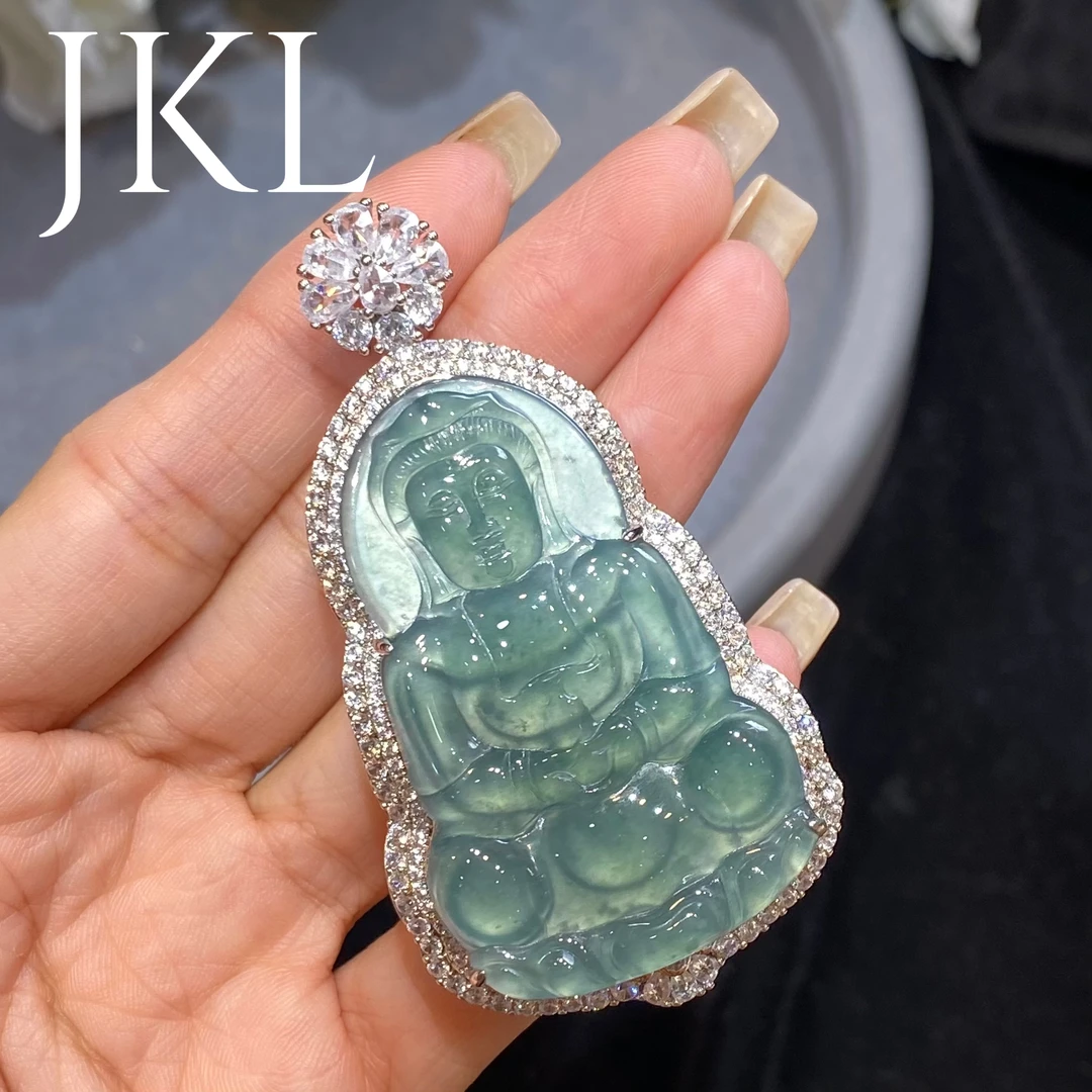 【金凯麟金凯店】天然翡翠A货蓝水观音 多样性发一件（含链）