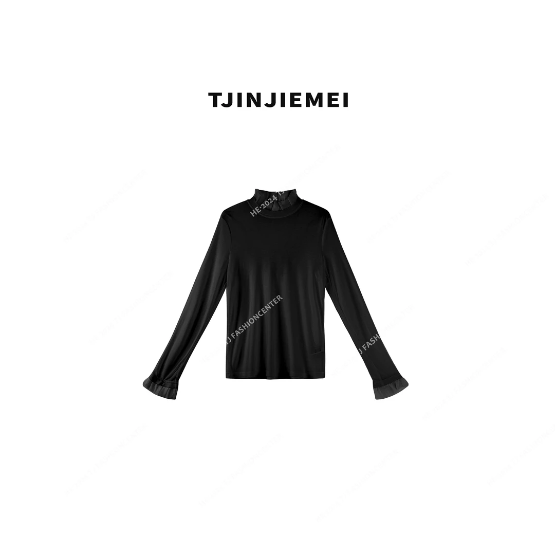 【娟娟】新款休闲百搭显瘦花边袖长袖T恤DD2411-81925