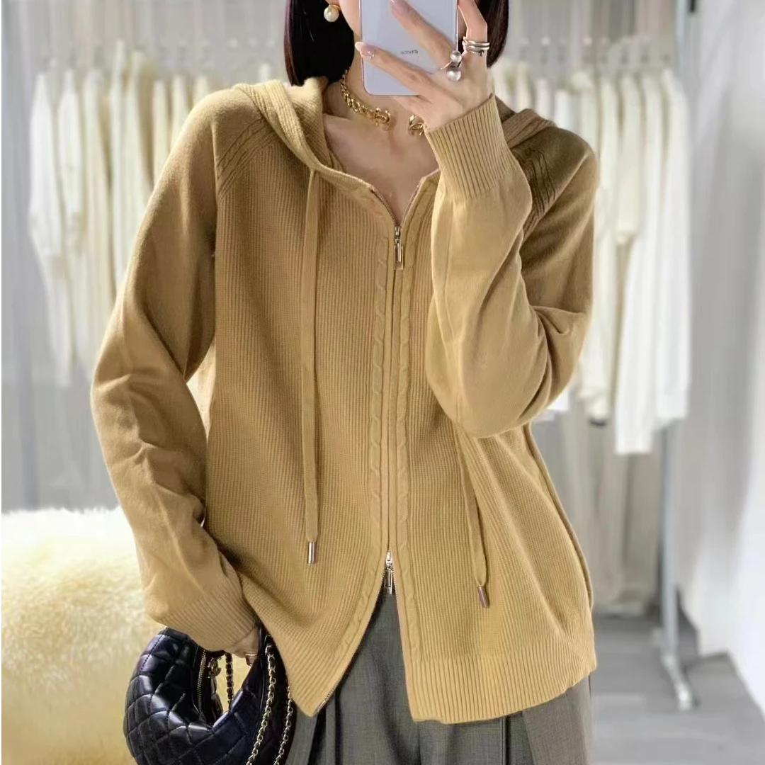 135～150斤 春季新款中版双拉链连帽毛衣