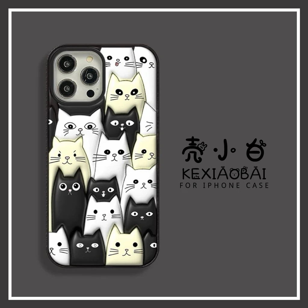 可爱情侣创意全包暴力熊ins透明保护壳潮牌小众防摔个性胡须猫壳