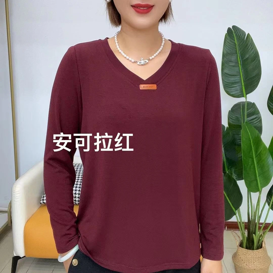 皮标鸡心领衫长袖