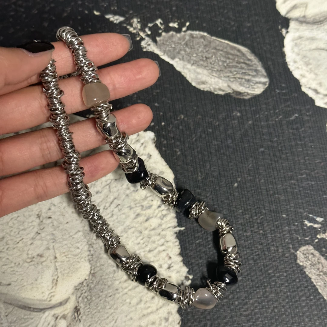 钛钢琉璃项链 BUWAN【恬恬同款】异性石头项链5502