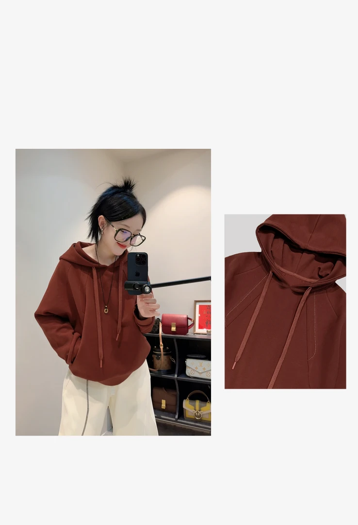 LIUUL'细节控’小细节外走线连帽百搭早秋通勤宽松女卫衣--LL---51