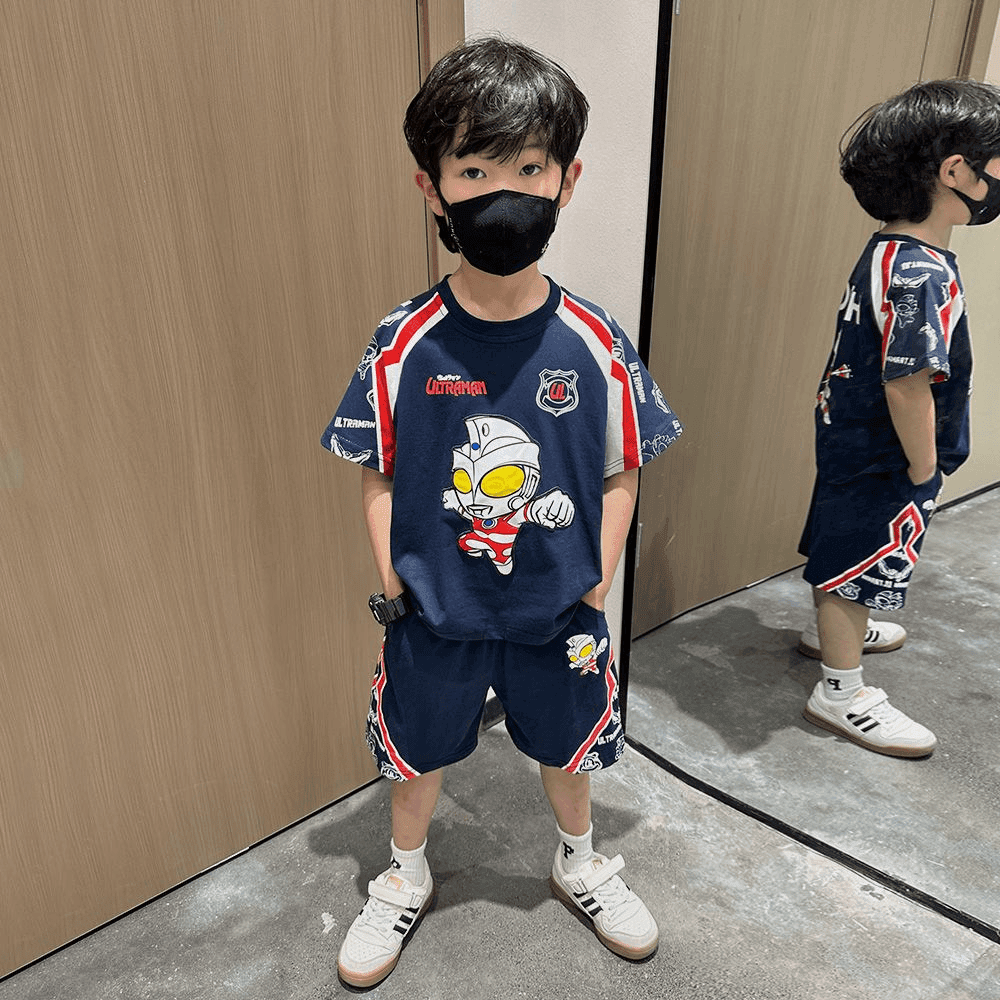 奥特曼套装儿童夏季短袖衣服洋气休闲男童帅气卡通宝宝运动夏装潮