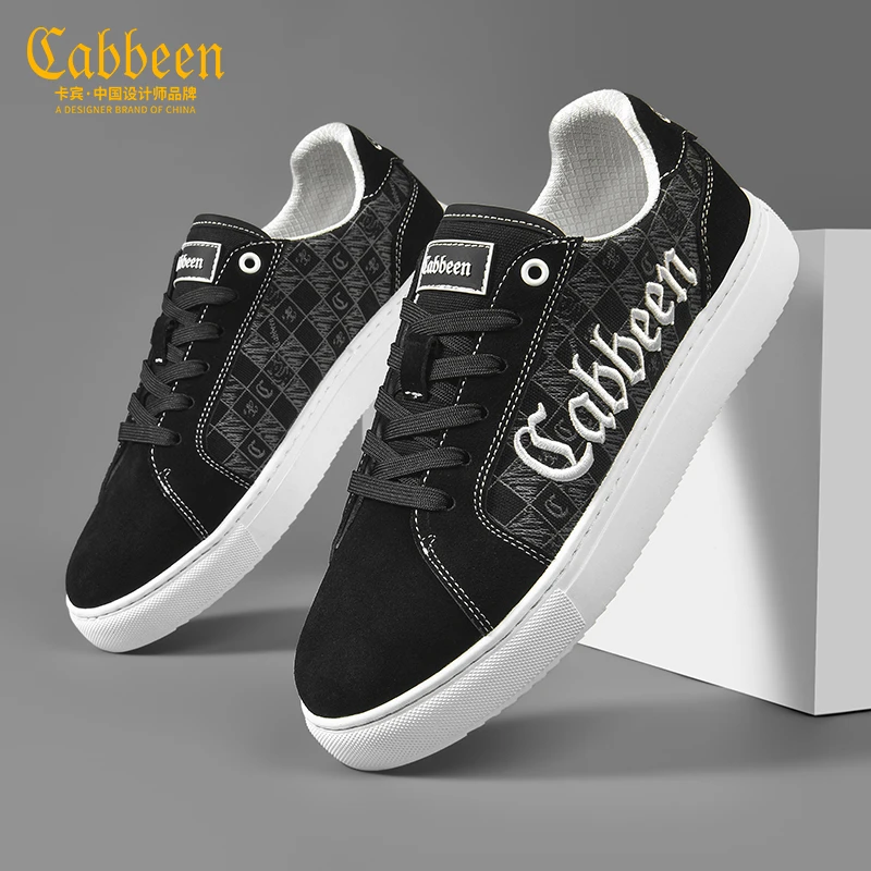 卡宾爆款男鞋休闲黑色板鞋2024秋季新款高级感百搭轻便帆布鞋子男