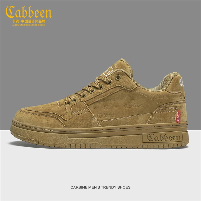 Cabbeen/卡宾男鞋新款秋冬复古百搭厚底中帮板鞋户外休闲工装潮鞋