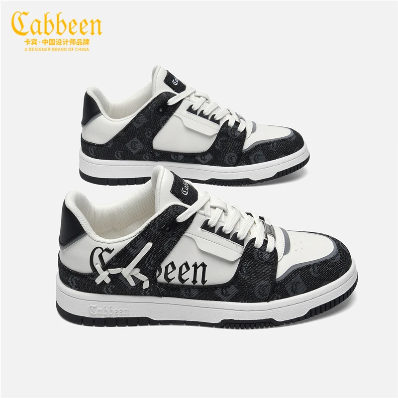 卡宾板鞋男鞋秋季2024新款轻奢真皮韩版百搭潮牌休闲鞋子男士潮鞋
