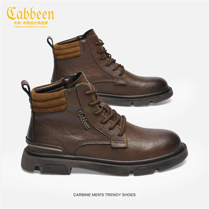 卡宾马丁靴男款2024秋冬季新款男士英伦风厚底工装皮靴男复古靴子