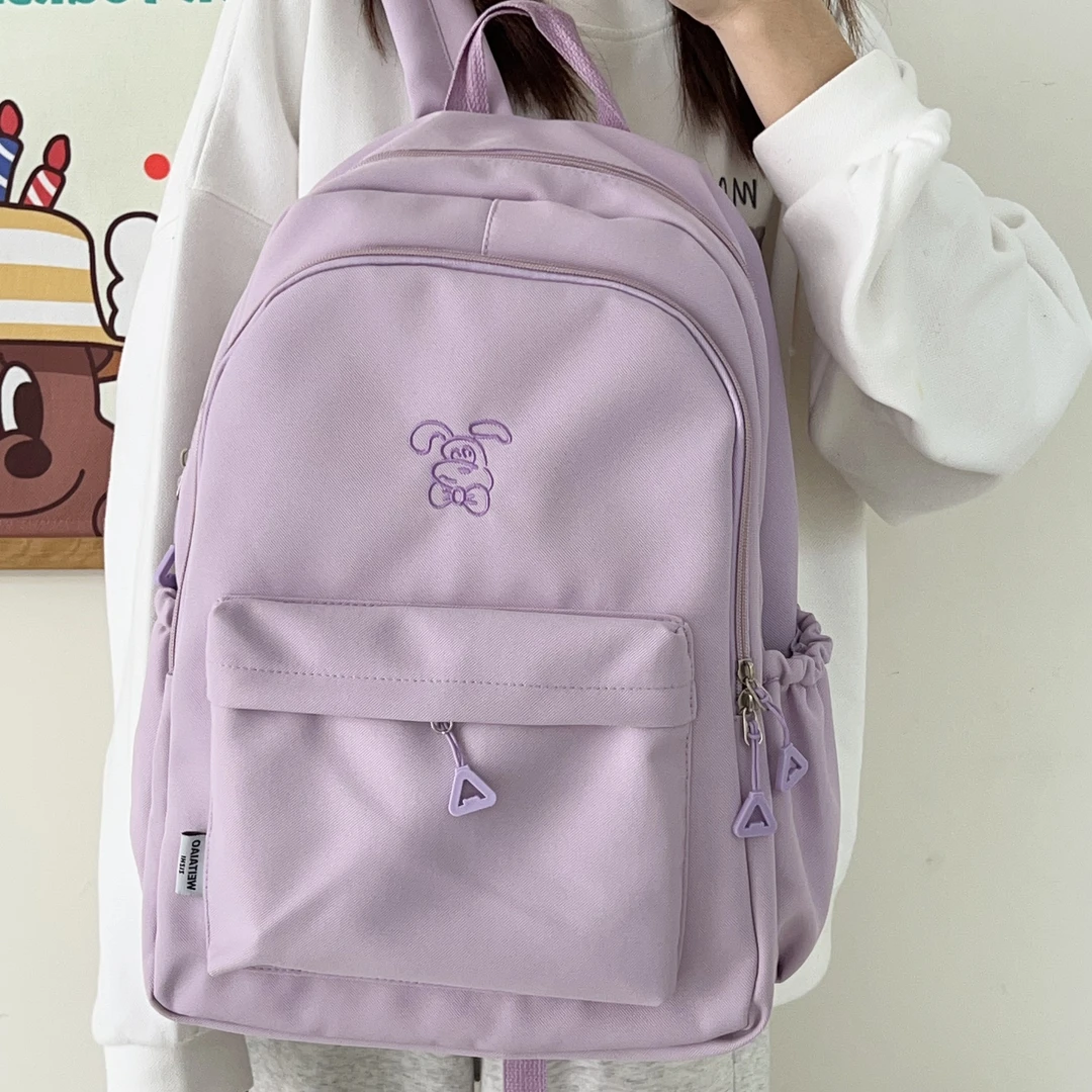 书包大容量新款大学生女背包时尚高颜值纯色百搭初中生双肩包3303