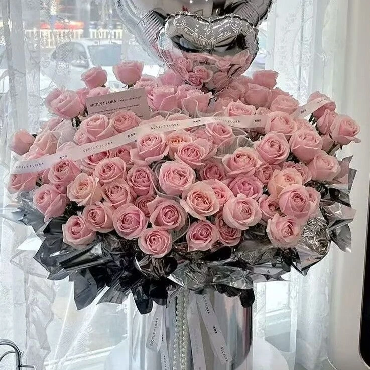 鲜花全国配送抱抱气球花束速递同城配送生日99朵鲜花女友北京上海