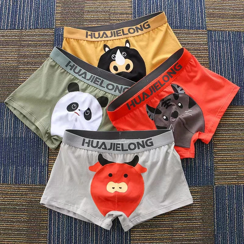 牛牛内裤～男士平角裤性感棉卡通成人内裤青年四角裤运动透气短裤