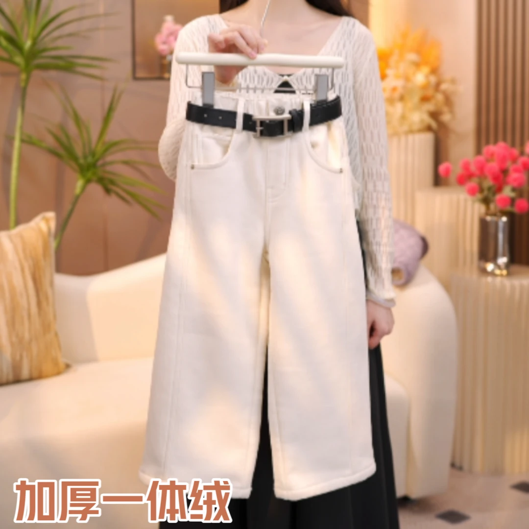 女童加绒裤子冬装2025新款洋气秋冬款女孩加绒加厚百搭休闲裤
