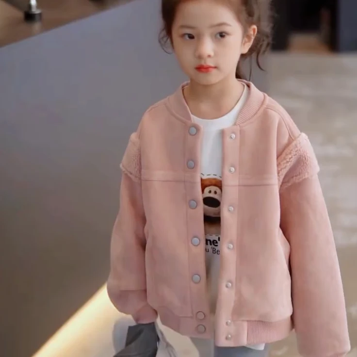 女童棒球服外套2025新款洋气时髦设炸街计款拼接棒球服外套