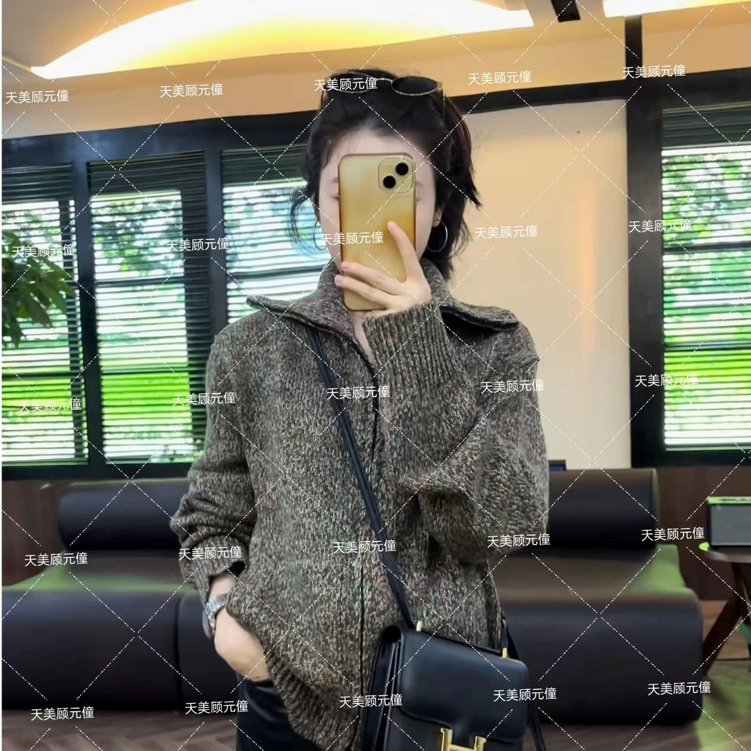 Honey SIurp【天美】2736老钱风立领羊毛开衫