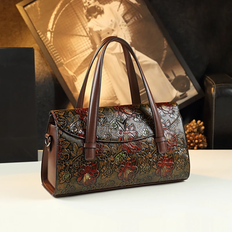 2025新款大容量女士包包百搭时尚真皮枕头包女气质复古中年妈妈包