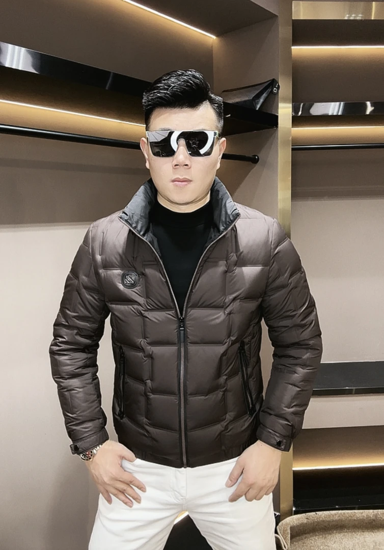 2023冬季男士新款时尚压花保暖90白鸭绒羽绒服外套 95570